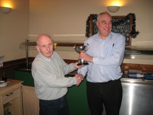 Bruce Green Cup winner 2014, Alan C (left) presents cup to Alan S